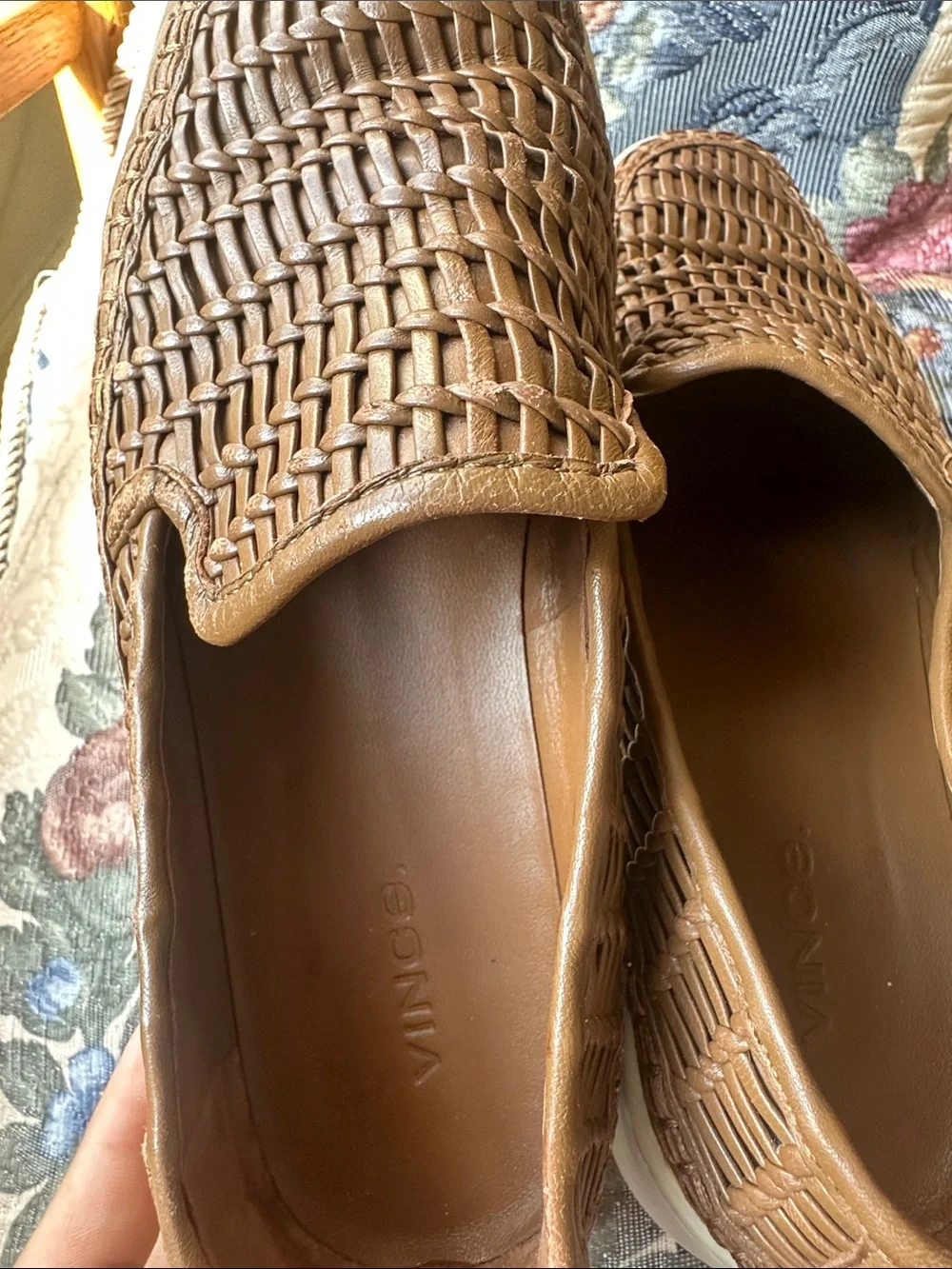 Vince Stafford Woven Leather Platform Slip-On Sneaker Sz 7